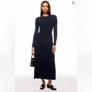 ANN MASHBURN addie dress in navy blue yarn size xs minimalist knit